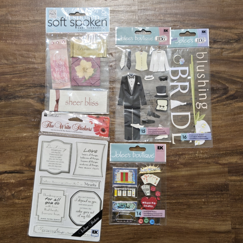 5 New Packs Scrapbooking Supplies Wedding Party Theme Vegas Stickers Set